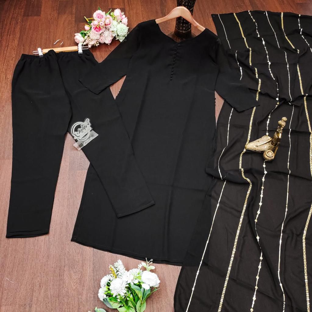 Elegant Black and Purple Kurta Set