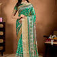 Green Soft Silk Blend Saree with Paisley & Floral Zari Weave