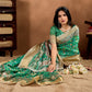 Green Soft Silk Blend Saree with Paisley & Floral Zari Weave