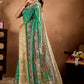 Green Soft Silk Blend Saree with Paisley & Floral Zari Weave