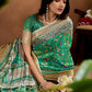 Green Soft Silk Blend Saree with Paisley & Floral Zari Weave