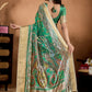 Green Soft Silk Blend Saree with Paisley & Floral Zari Weave
