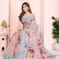 Elegant Linen Cotton Saree with Floral Print
