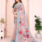 Elegant Linen Cotton Saree with Floral Print