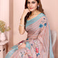 Elegant Linen Cotton Saree with Floral Print