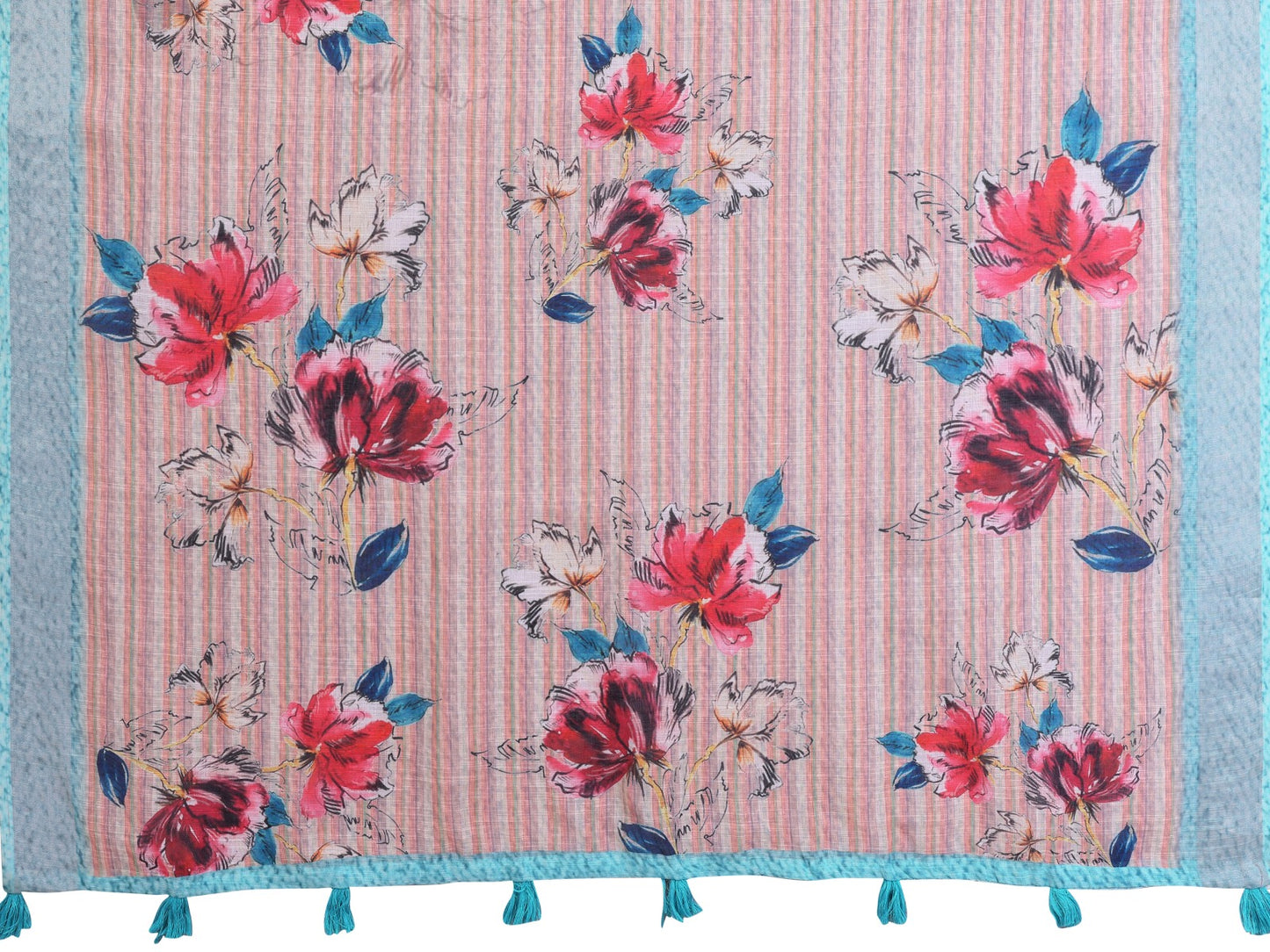 Elegant Linen Cotton Saree with Floral Print