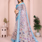 Elegant Linen Cotton Saree with Floral Print