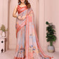 Elegant Linen Cotton Saree with Blooming Floral Design