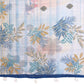 Pastel Blue Linen Cotton Saree with Tropical Leaf Prints