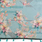 Teal Green Linen Cotton Saree with Watercolor Floral Prints