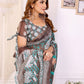 Elegant Chanderi Saree with Floral & Geometric Digital Print