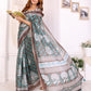 Elegant Chanderi Saree with Floral & Geometric Digital Print