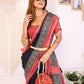 Elegant Black Saree with Reddish Pink Border