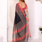 Elegant Black Saree with Reddish Pink Border