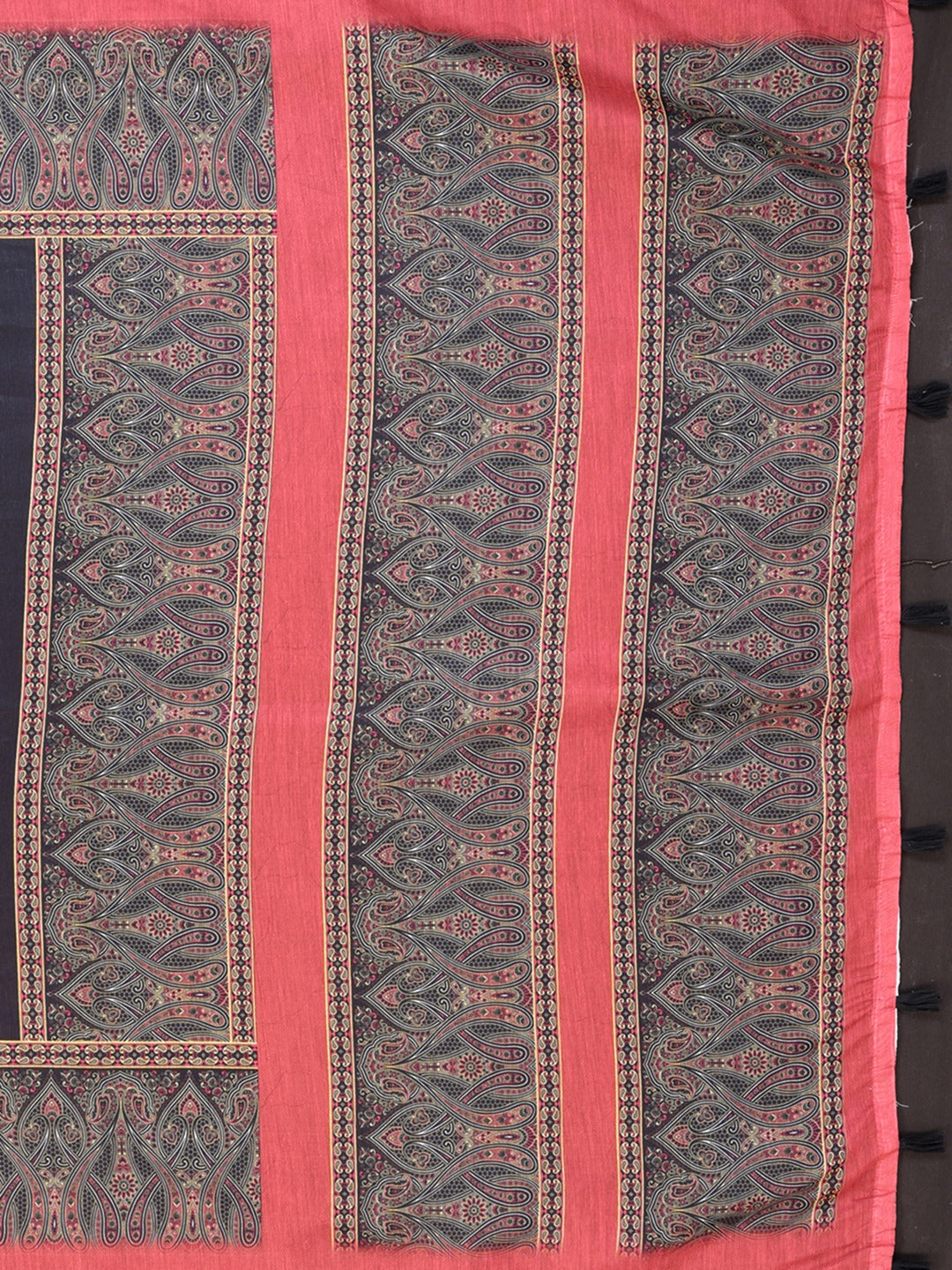 Elegant Black Saree with Reddish Pink Border