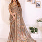 Elegant Coffee Brown Chanderi Digital Print Saree