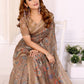 Elegant Coffee Brown Chanderi Digital Print Saree