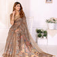 Elegant Coffee Brown Chanderi Digital Print Saree