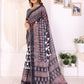 Black & Maroon Geometric Printed Chanderi Saree