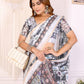 White & Black Multi-Pattern Digital Printed Chanderi Saree