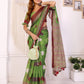 Green & Maroon Polka Dot Printed Chanderi Saree