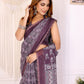 Wine Purple Traditional Printed Chanderi Saree