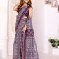 Wine Purple Traditional Printed Chanderi Saree