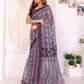 Wine Purple Traditional Printed Chanderi Saree