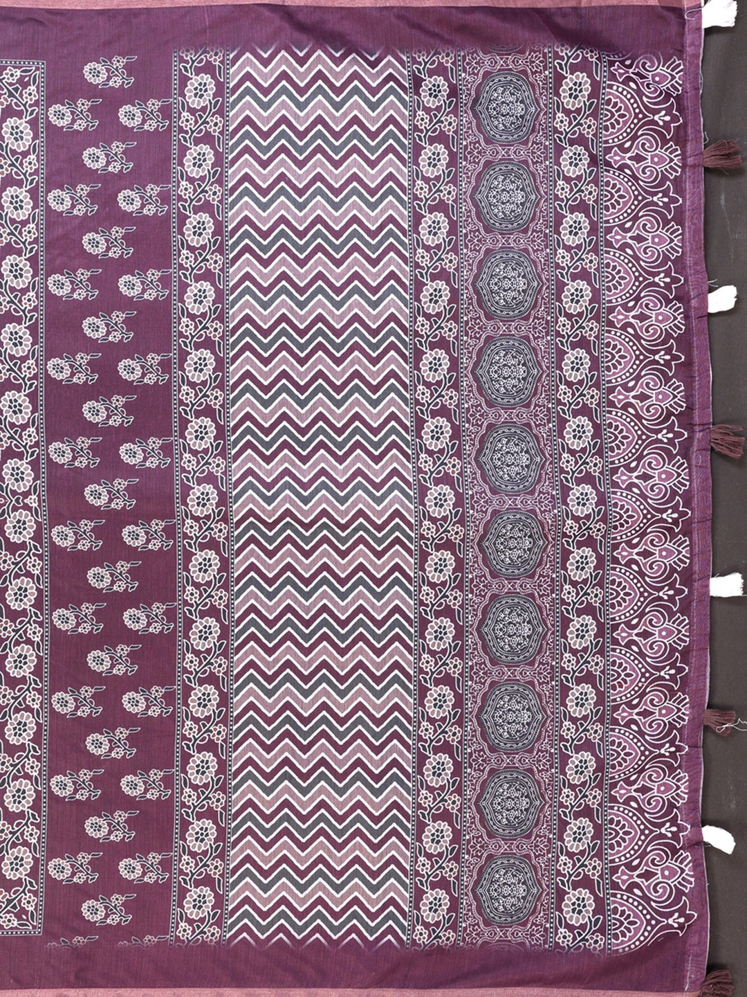 Wine Purple Traditional Printed Chanderi Saree