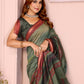 Green & Maroon Black Chanderi Saree