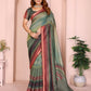 Green & Maroon Black Chanderi Saree