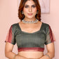 Green & Maroon Black Chanderi Saree