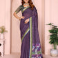 Purple & Green Black Chanderi Saree