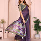 Purple & Green Black Chanderi Saree