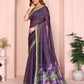 Purple & Green Black Chanderi Saree