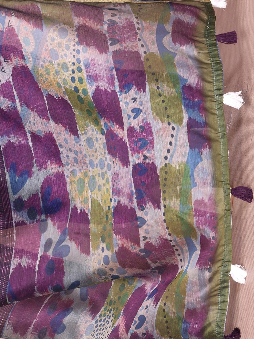 Purple & Green Black Chanderi Saree