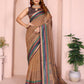 Mustard Brown Geometric Black Chanderi Saree