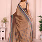 Mustard Brown Geometric Black Chanderi Saree