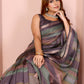 Pastel Multicolor Checked Black Chanderi Saree