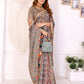 Vibrant Geometric Weaves Chanderi Saree with Contrasting Striped Border