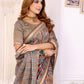 Vibrant Geometric Weaves Chanderi Saree with Contrasting Striped Border