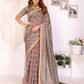 Vibrant Geometric Weaves Chanderi Saree with Contrasting Striped Border