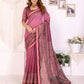 Rosewood Elegance Chanderi Saree with Ethnic Motif Border