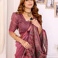 Rosewood Elegance Chanderi Saree with Ethnic Motif Border