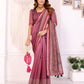 Rosewood Elegance Chanderi Saree with Ethnic Motif Border