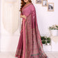 Rosewood Elegance Chanderi Saree with Ethnic Motif Border