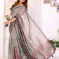 Rustic Multicolor Checks Chanderi Saree with Floral Border Detailing