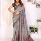 Rustic Multicolor Checks Chanderi Saree with Floral Border Detailing