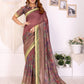 Maroon & Olive Floral Printed Chanderi Saree
