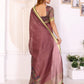 Maroon & Olive Floral Printed Chanderi Saree